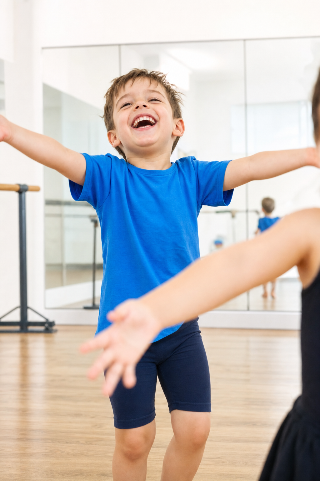 Young dancer in a bright dance studio